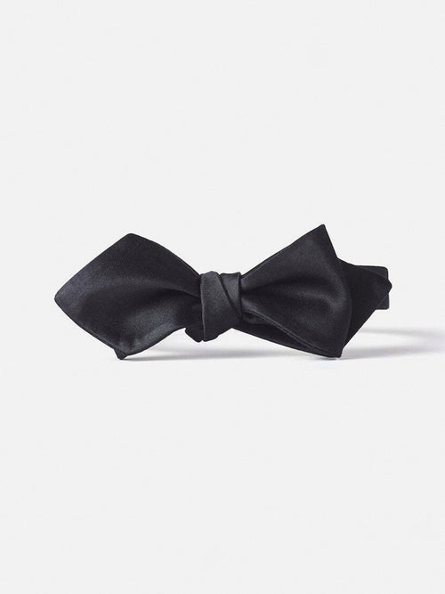 Smeeshu Black Satin Diamond Bow Tie – Men's Self-Tie Silk Bow Tie