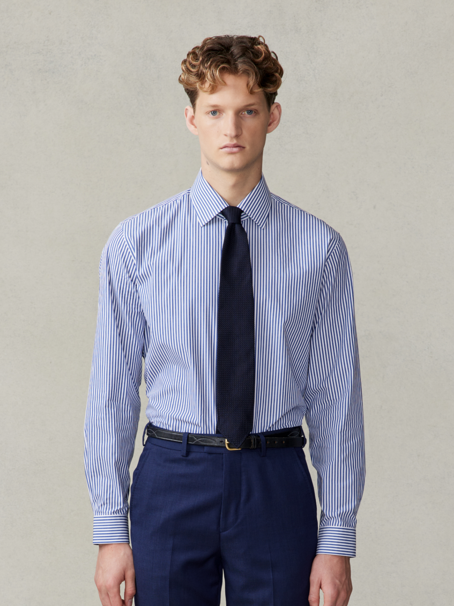 Smeeshu Essential Navy Stripe Dress Shirt – Men's Cotton Shirt